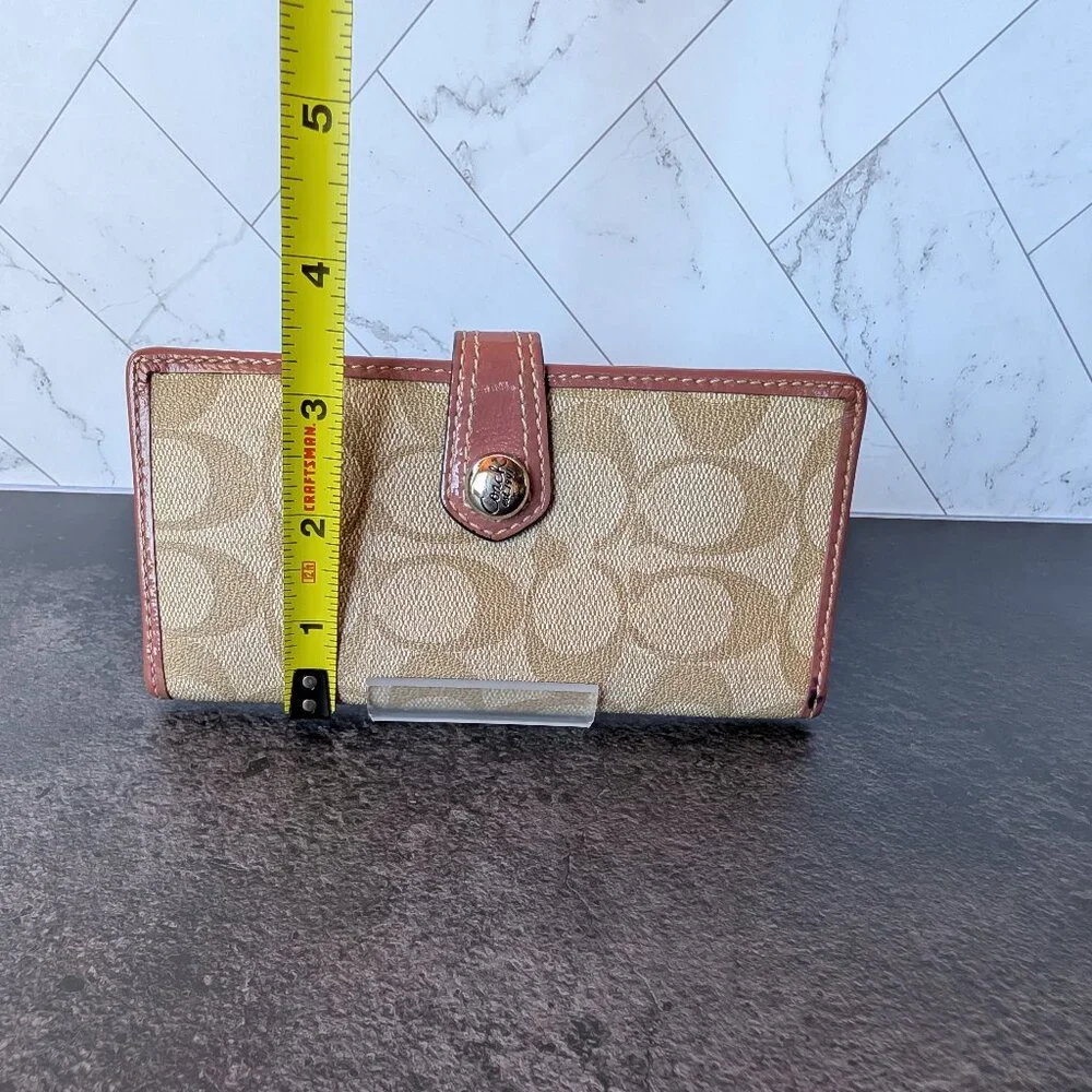 Coach Signature Canvas & Leather Snap Wallet – Pink/Brown - Picture 11 of 11